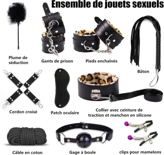 Sex Toys Couple Kit BDSM,Bondage 30 Pièces avec Menottes Sexy Érotique et Accessoires de Bondage pour Jeux Sexuels Adultes