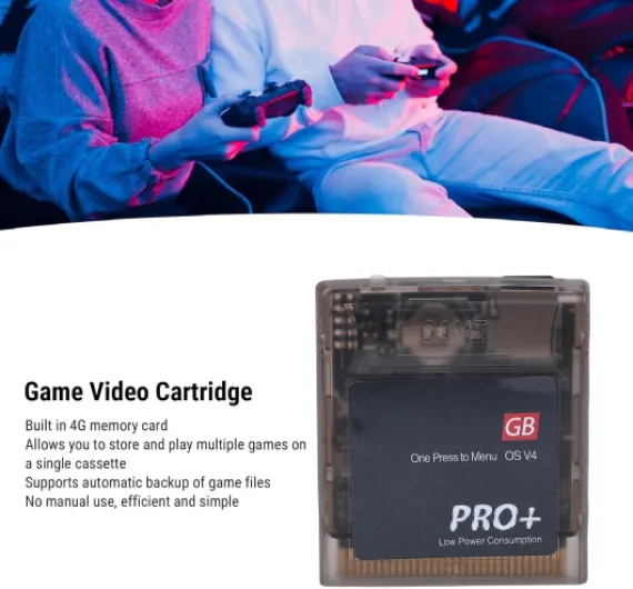 Zunate Cartouche de Jeu 1000 en 1 pour Game Boy Color Advance SP, avec Transfert de Fichiers USB, Mémoire 64 Mbit/s (4 Go), Compatible avec les Modèles MBC1, MBC2, MBC3 et MBC5 - (Gris transparent)