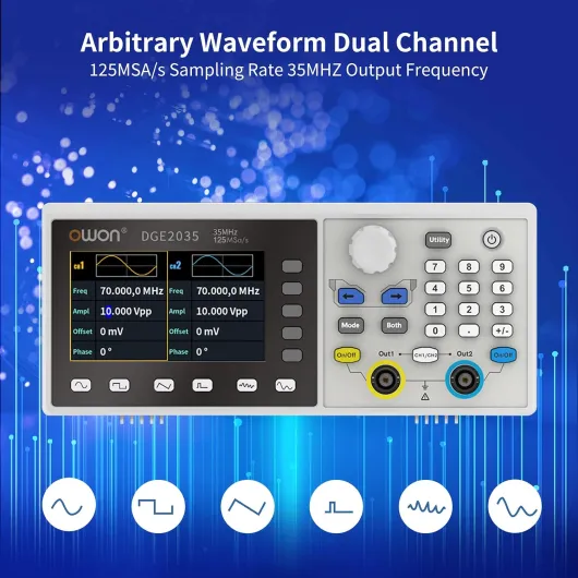 OWON DGE2035 Générateur de fonctions 35 MHz, 2 canaux, 125 MSa/s P-DGE2035