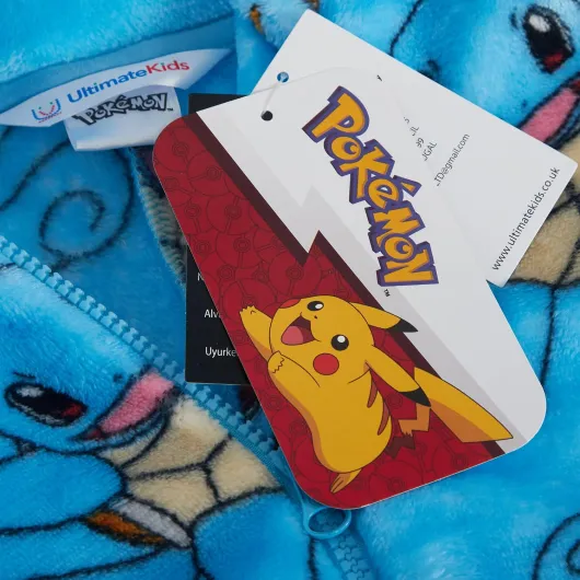 Combinaison Enfant Fille Garçon Déguisement Tout-en-Un Pyjama avec Capuche 3D en Polaire Fermeture Éclair Loungewear Squirtle 11-12 ans