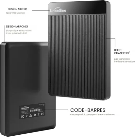 Disque Dur Externe Portable 500Go Ultra-Mince 2.5" USB 3.0, SATA 500Go Noir