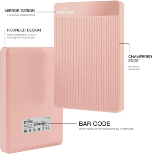 Disque Dur Externe Portable 500Go Ultra-Mince 2.5" USB 3.0, SATA 500GB Rose